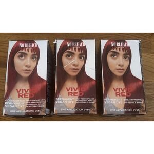 Bleach London No Bleach Vivid Red Permanent Hair Dye Shade V66 Vegan 3 Pack New